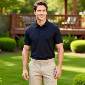 New With Tags-Pro Tour Airplay Black Golf Polo Shirt With Collar Size Large #25